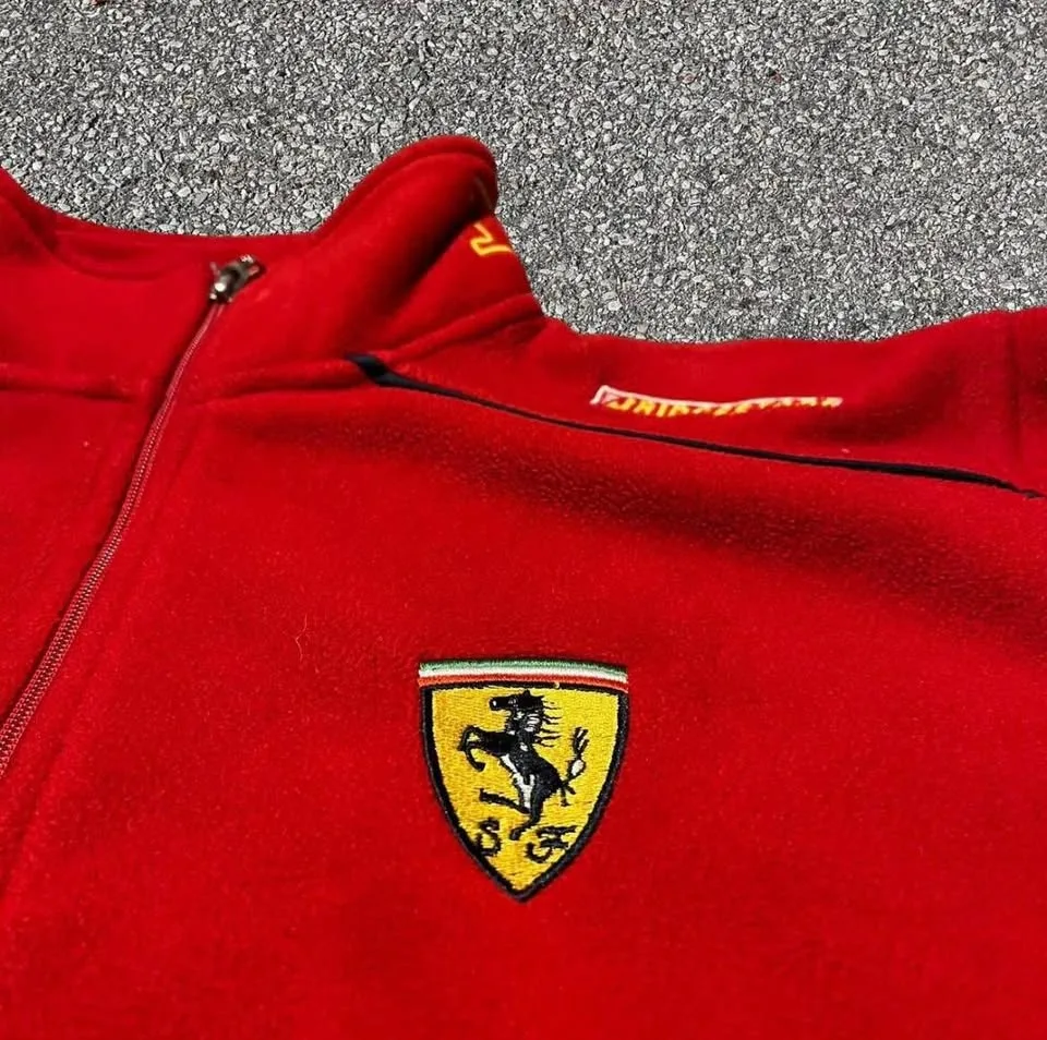 Vintage Ferrari F1 Fleece Sweater Full Zip L 90s Racing image indicator(4)