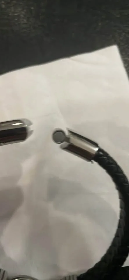 Men's Stainless Steel Leather Braided Bracelet image indicator(2)