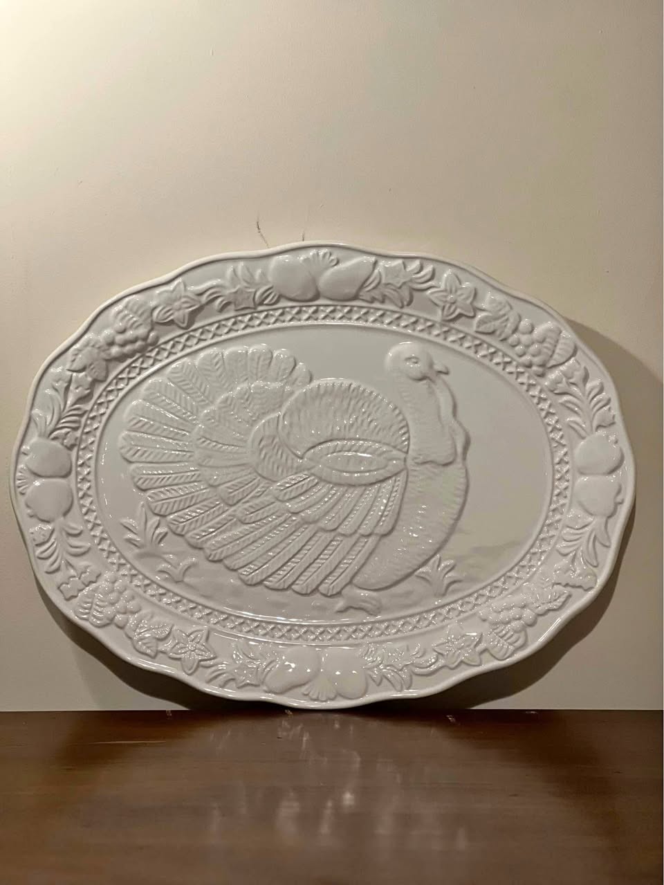 White Ceramic Turkey Serving Platter