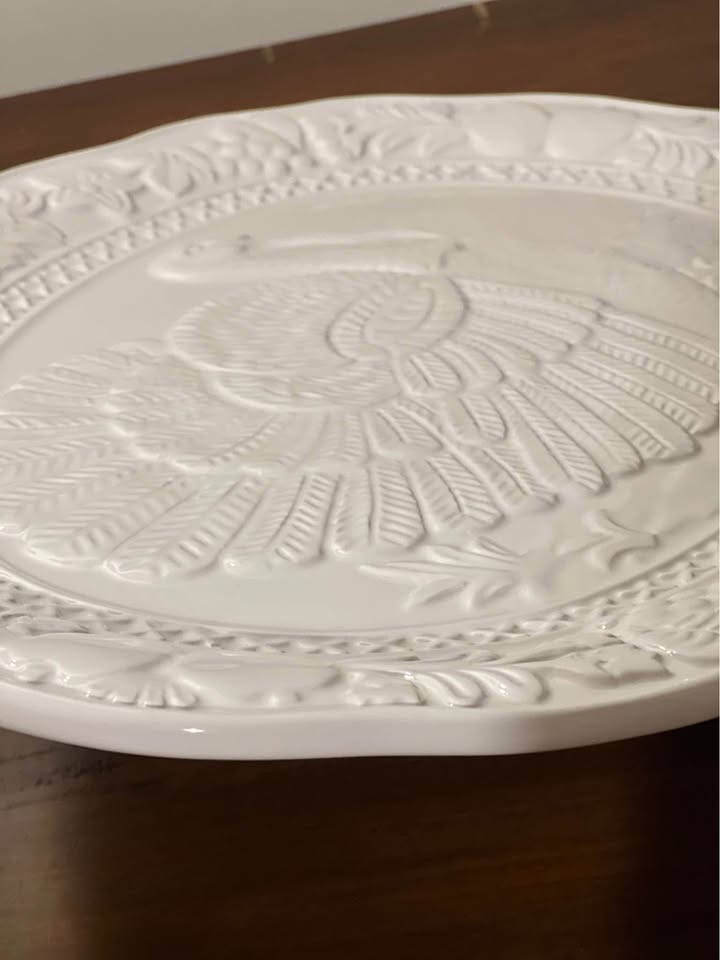 White Ceramic Turkey Serving Platter - photo 2