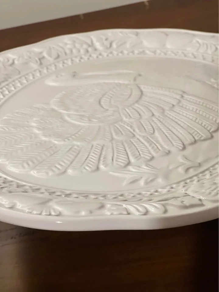 White Ceramic Turkey Serving Platter image indicator(2)