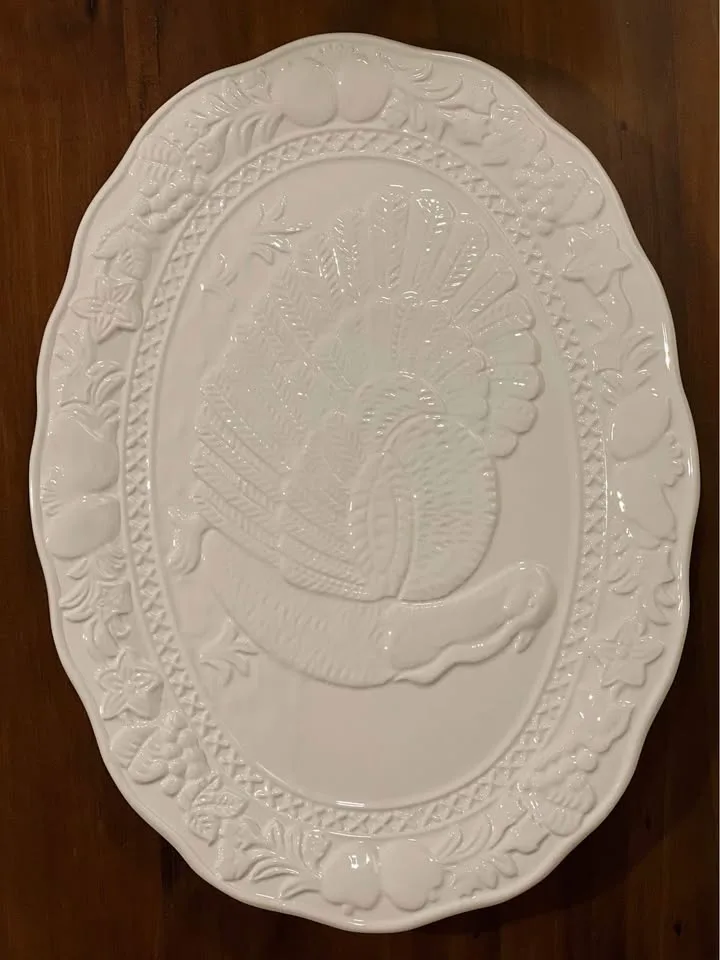 White Ceramic Turkey Serving Platter image indicator(3)