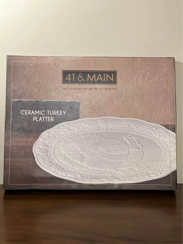 White Ceramic Turkey Serving Platter image indicator(5)