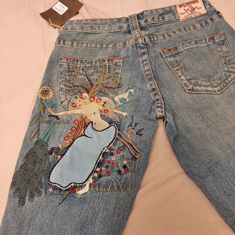 True Religion Bobby Jeans Embroidered Bell Bottoms