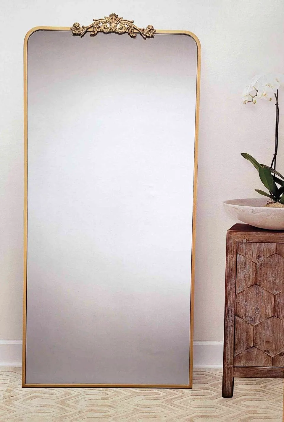 Gold Full Length Ornate Antique Style Floor Mirror thumbnail