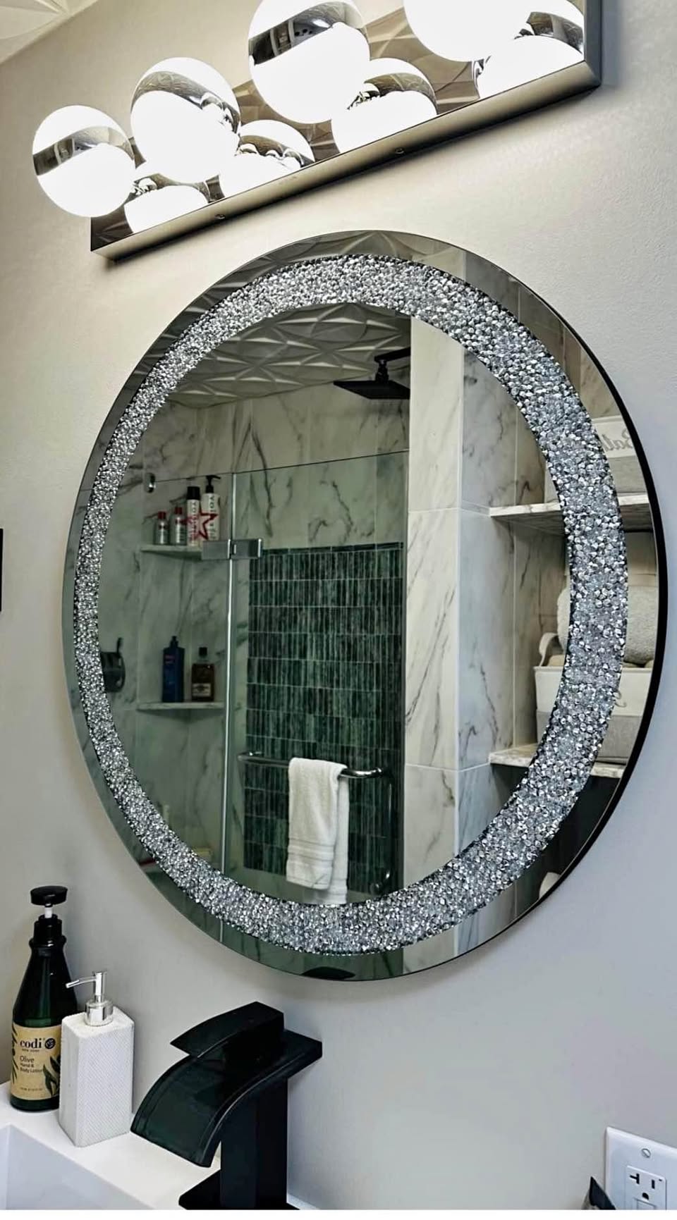 Bedazzled Crushed Crystals Vanity Mirror