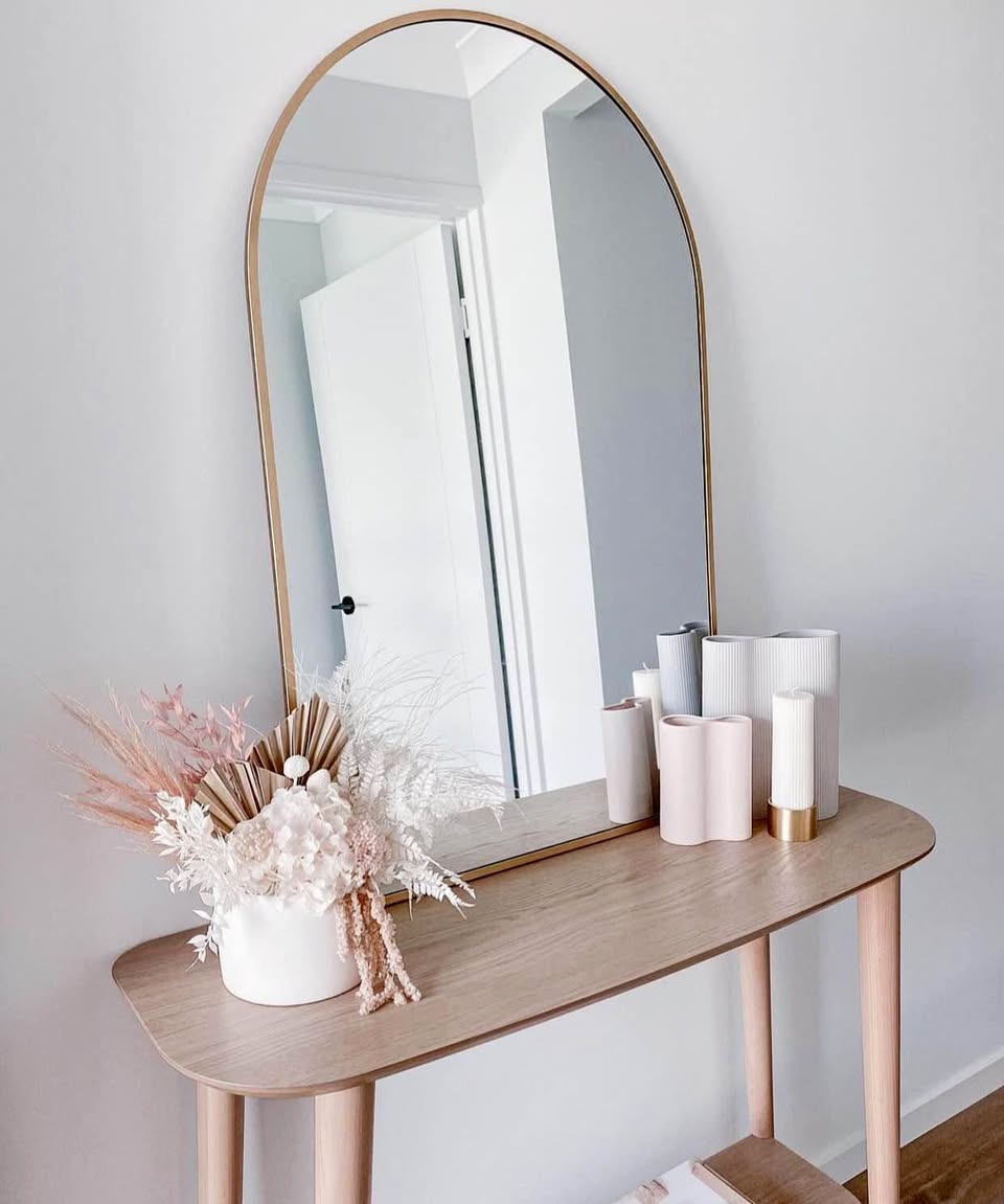 Gold Arch Metal Vanity Mirror