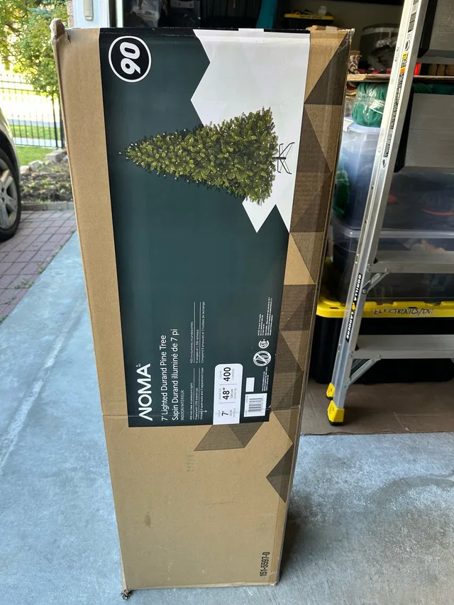 Noma 7ft Tall Durand Pine Christmas Tree with White Lights image indicator(2)