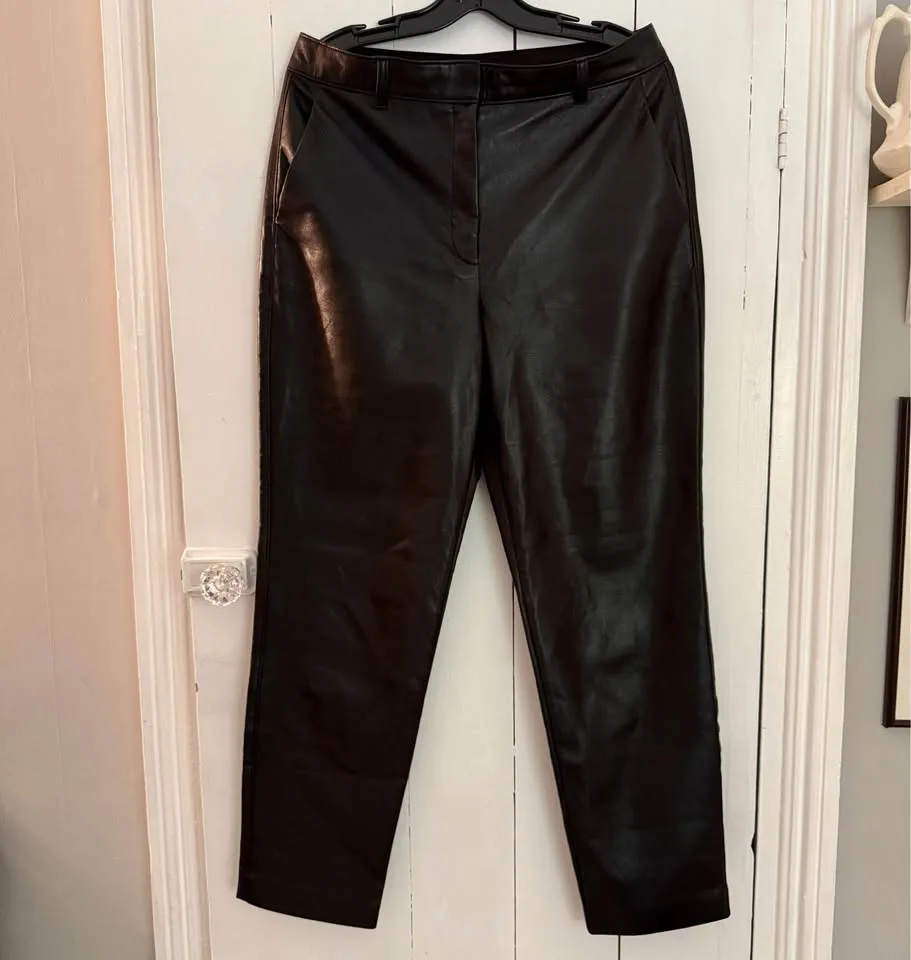 Aritzia Babaton Command vegan leather pants, black, size 12 image indicator(3)