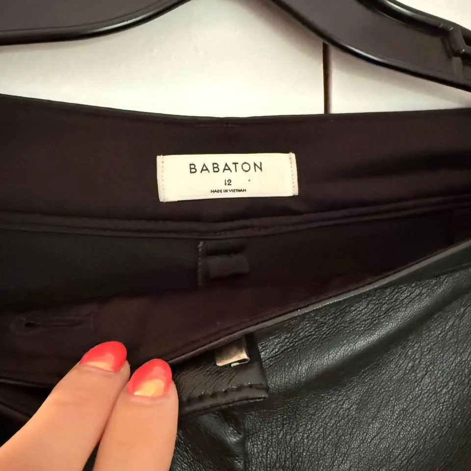 Aritzia Babaton Command vegan leather pants, black, size 12 image indicator(9)