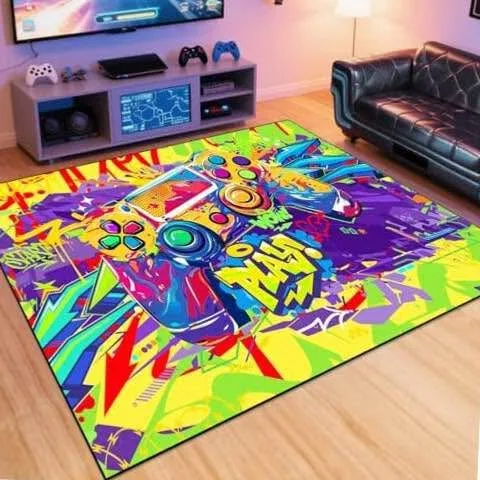 Brand new Colorful Graffiti Gamepad Area Rug 70x55 image indicator(8)