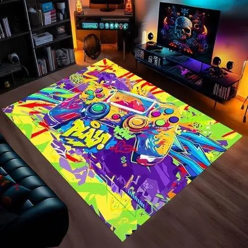 Brand new Colorful Graffiti Gamepad Area Rug 70x55 image indicator(9)