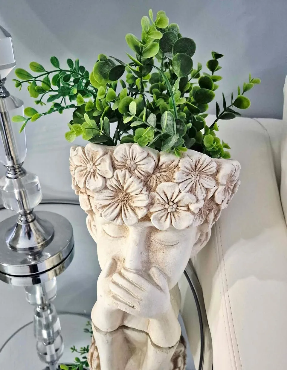 Beautiful 😍 Lady Head with Floral Accents Planter