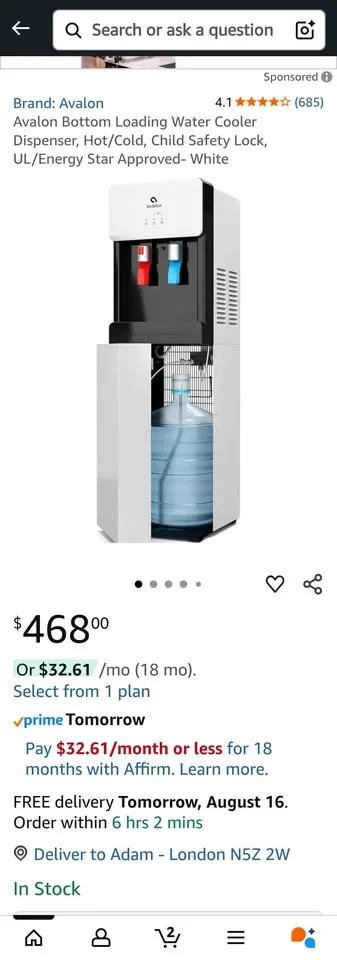 Avalon Water Cooler Dispenser, Hot/Cold, Child Lock image indicator(2)