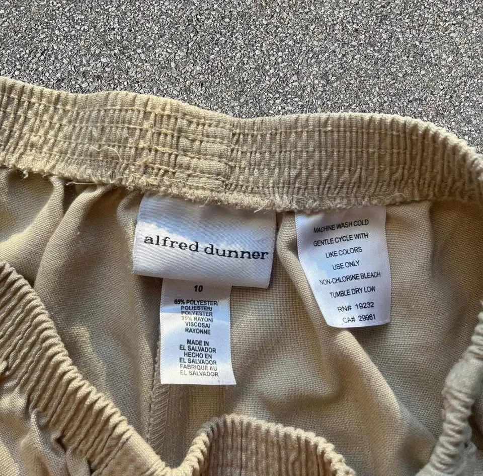 ALFRED DUNNER TWILL PANTS TAN ELASTIC WAIST image indicator(2)
