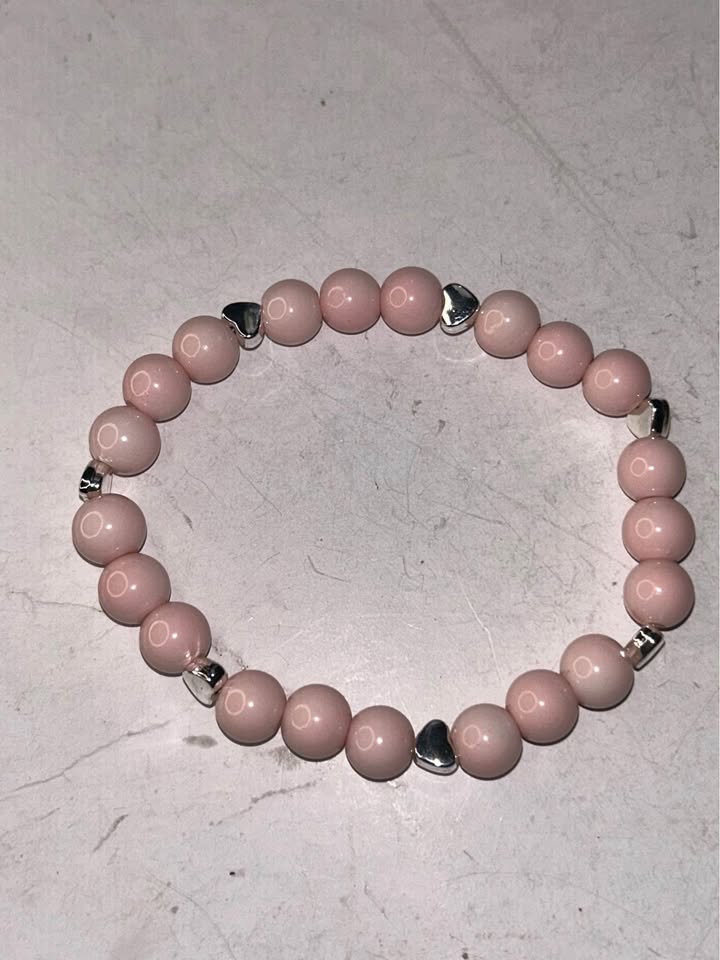 Blush Pink Glass Beaded Bracelet (8mm, 17cm) - photo 2