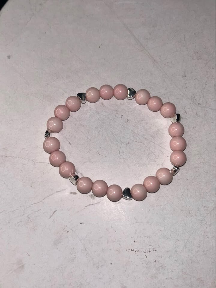 Blush Pink Glass Beaded Bracelet (8mm, 17cm) - photo 3