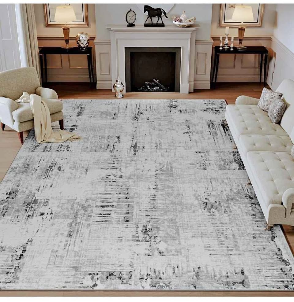 Brand New 8x10 Washable Abstract Area Rug (Grey/Blue
