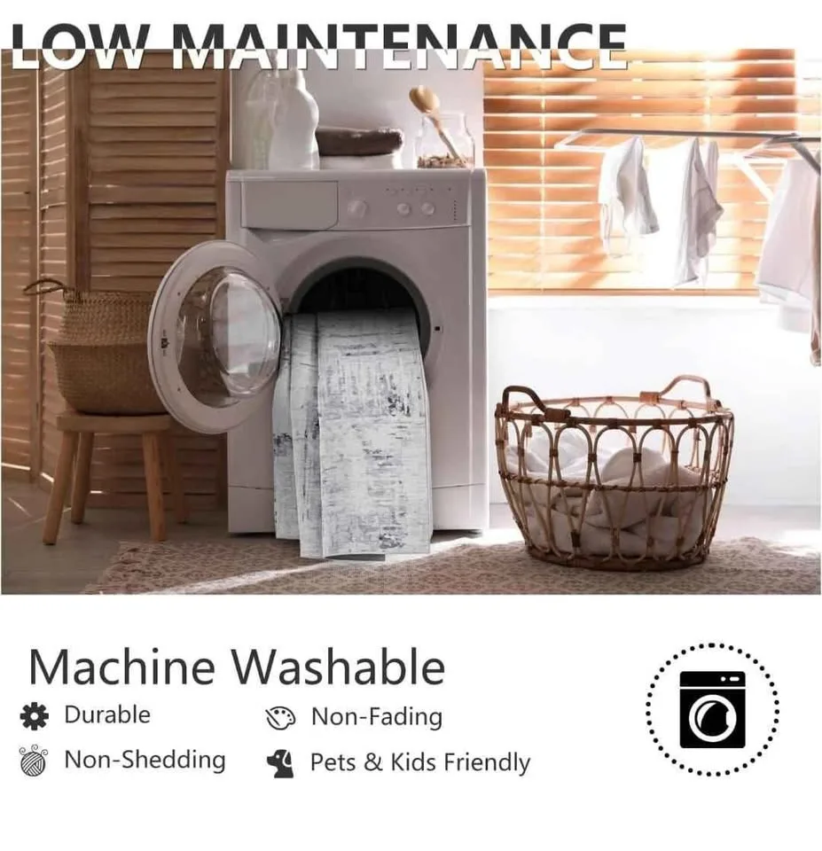 Brand New 8x10 Washable Abstract Area Rug (Grey/Blue image indicator(4)