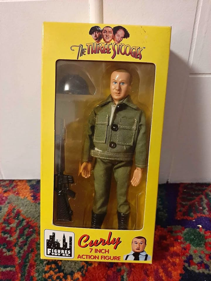 1998 Thec3 Stooges, Curly 7 inch action figure doll Soldier