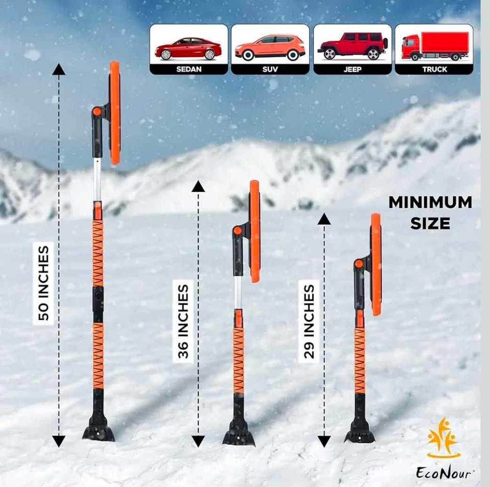 EcoNour 29" - 50" Snow Broom Brush Ice Scraper NEW - photo 2
