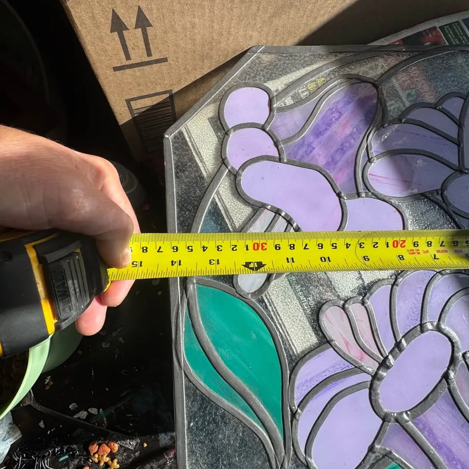 ✨ Vintage Handmade Stained Glass Floral Panel image indicator(7)