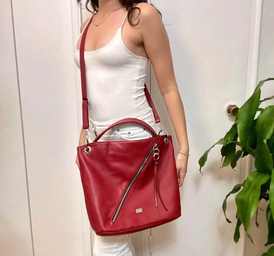 Red Faux Leather Shoulder Bag image indicator(3)