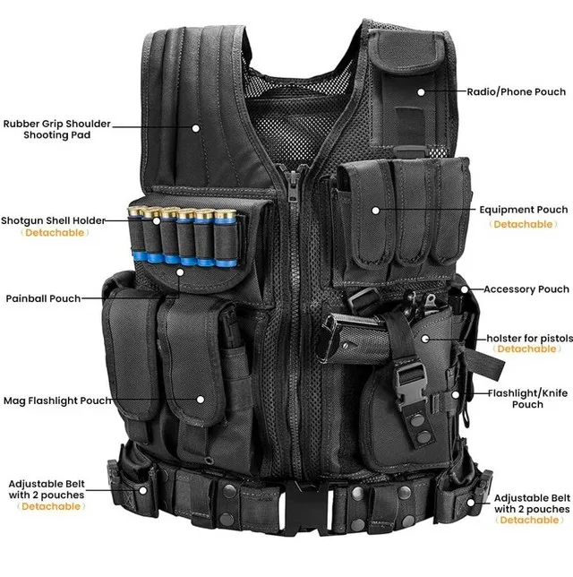 New Tactical MOLLE Vest Modular Jacket Paint Ball image indicator(3)