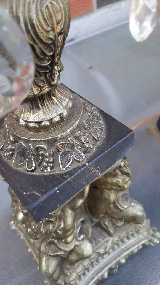 Vintage Brass and Marble, wingless cherubs tablw lamp - photo 5