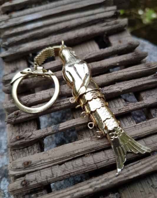 Vintage NOS 70's Gold Tone Aluminum Mermaid keychain - photo 3