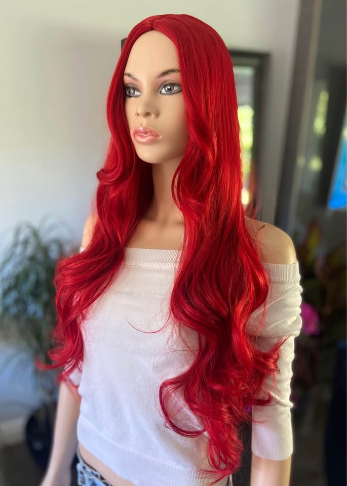 NWOT 26” Long Little Mermaid Poison Ivy Red Synthetic Wig - photo 3