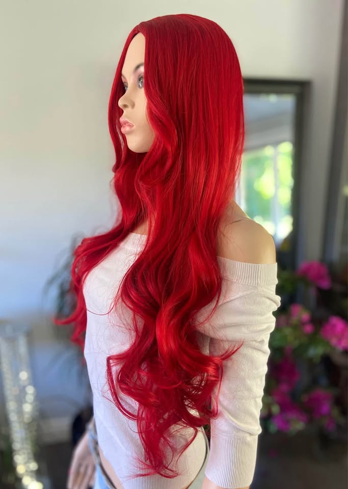 NWOT 26” Long Little Mermaid Poison Ivy Red Synthetic Wig - photo 5