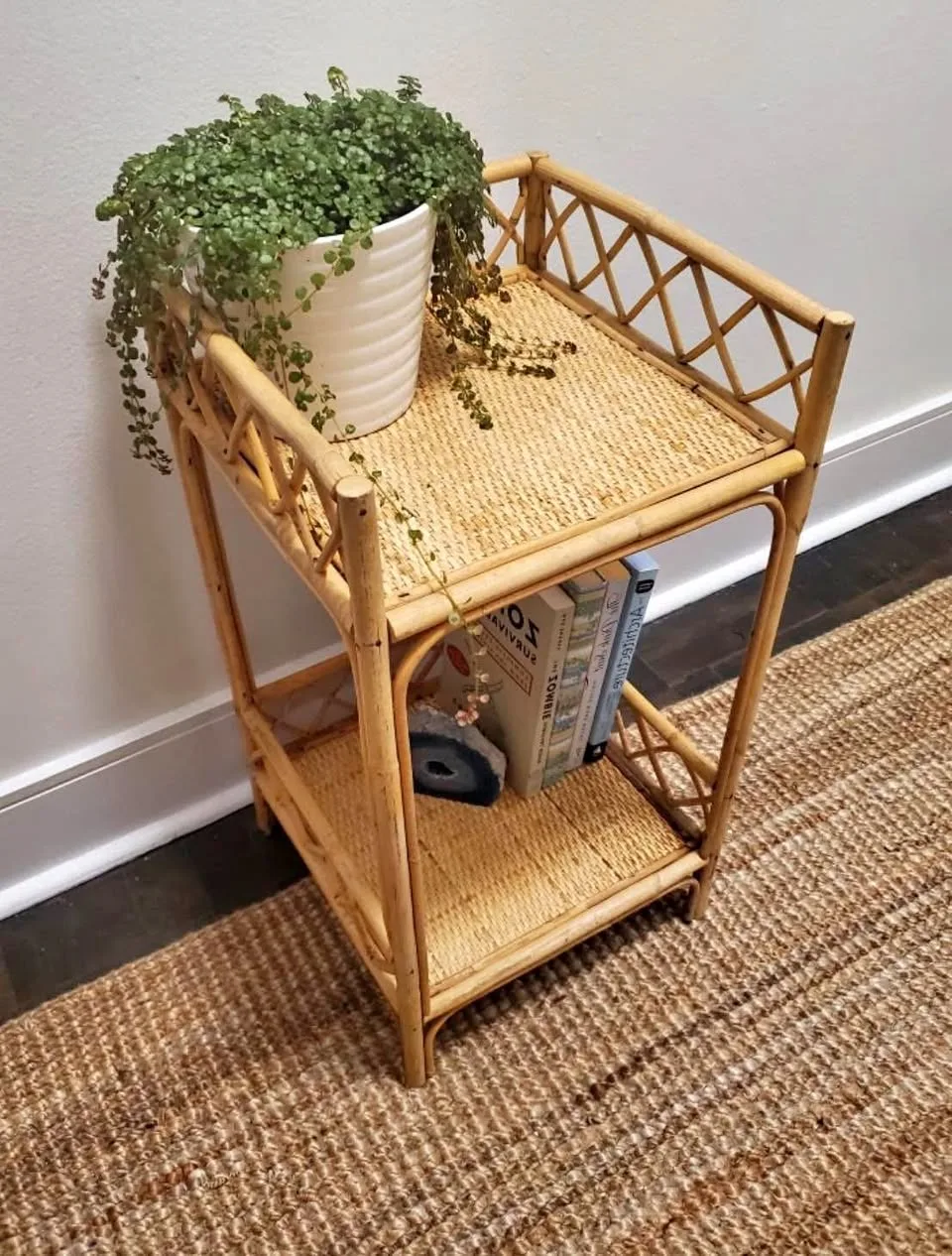 Vintage Rattan Two-Tier Side Table thumbnail