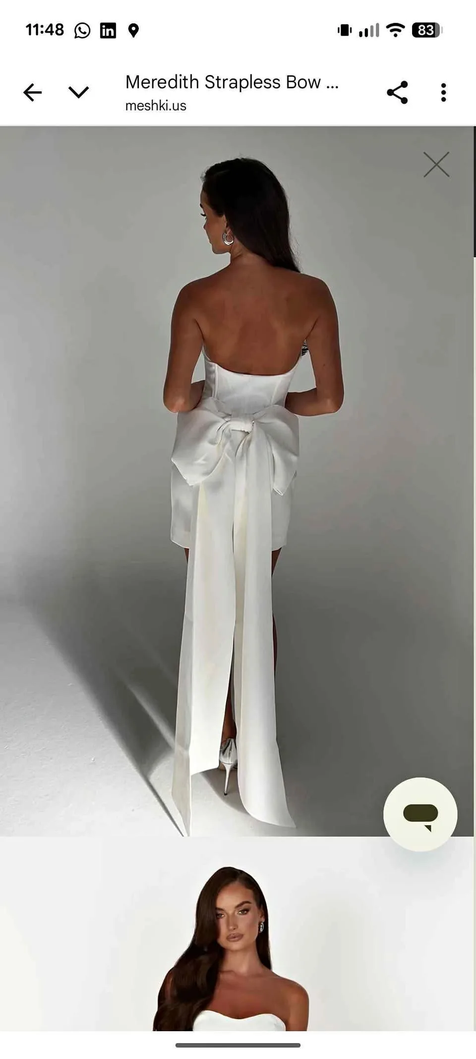 Meredith Strapless Bow Mini Dress - MESHKI thumbnail