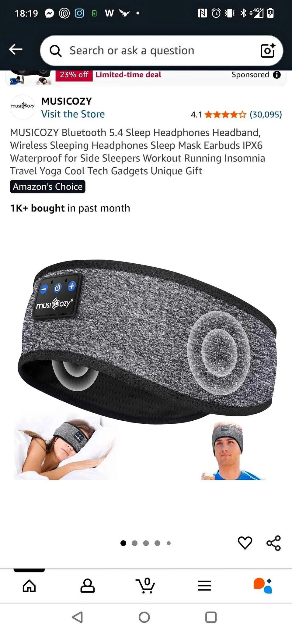 MUSICOZY Bluetooth 5.4 Sleep Headphones Headband thumbnail