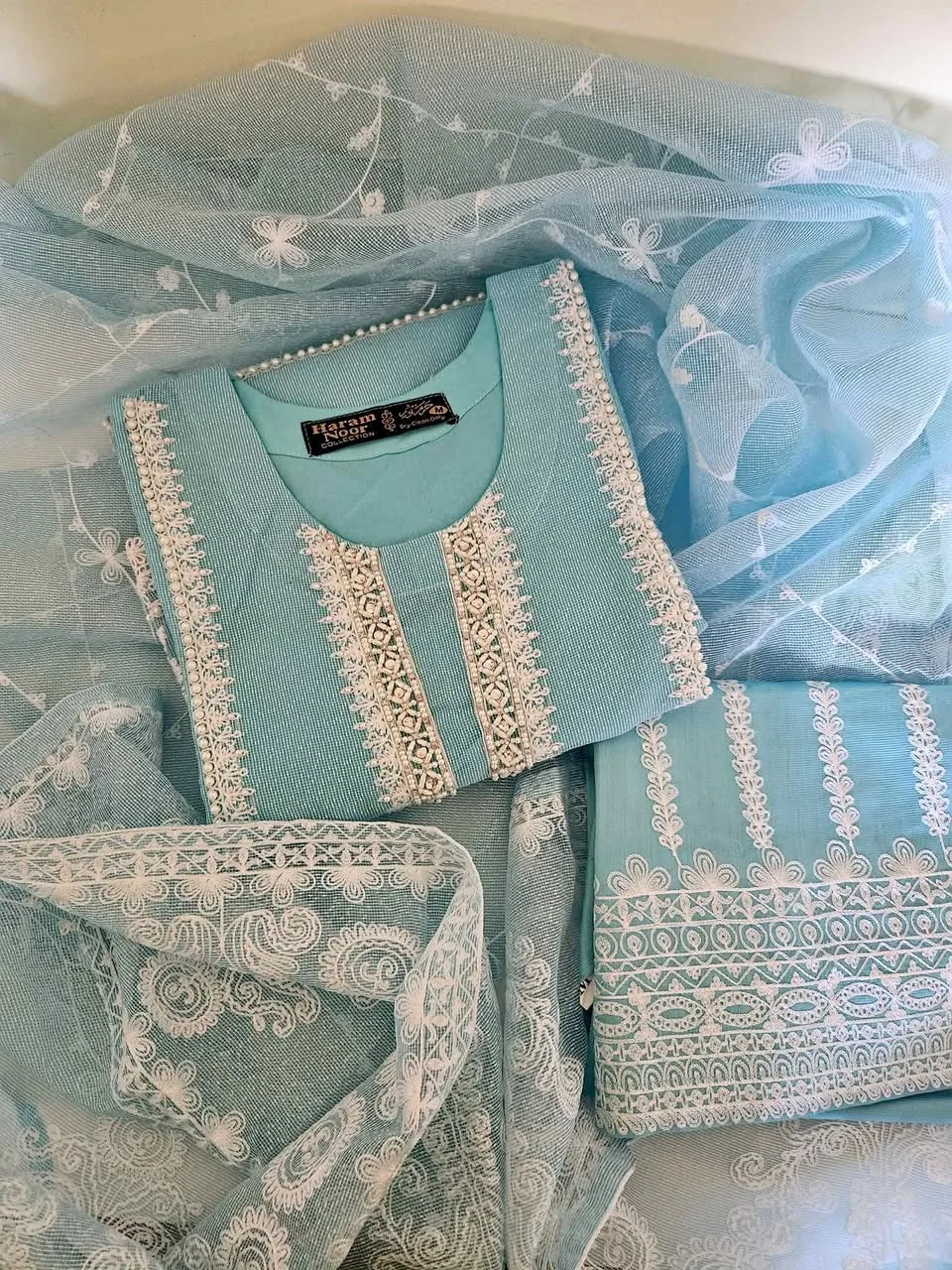 Beautiful 3 pcs cotton net suit