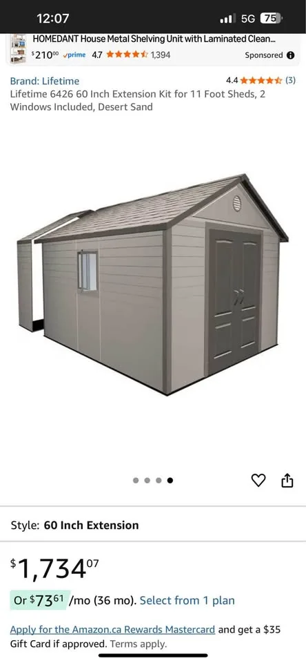 Lifetime 6426 60 Inch Extension Kit for 11 Foot Sheds image indicator(4)