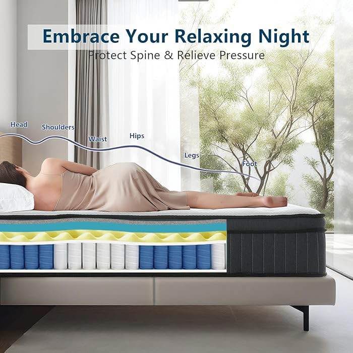 King Size Mattress, 12 Inch Memory Foam Hybrid Mattress - photo 5