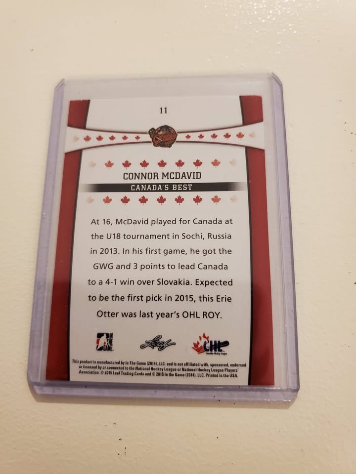 Connor McDavid "Canada's Best" Leaf Rookie Card - photo 2