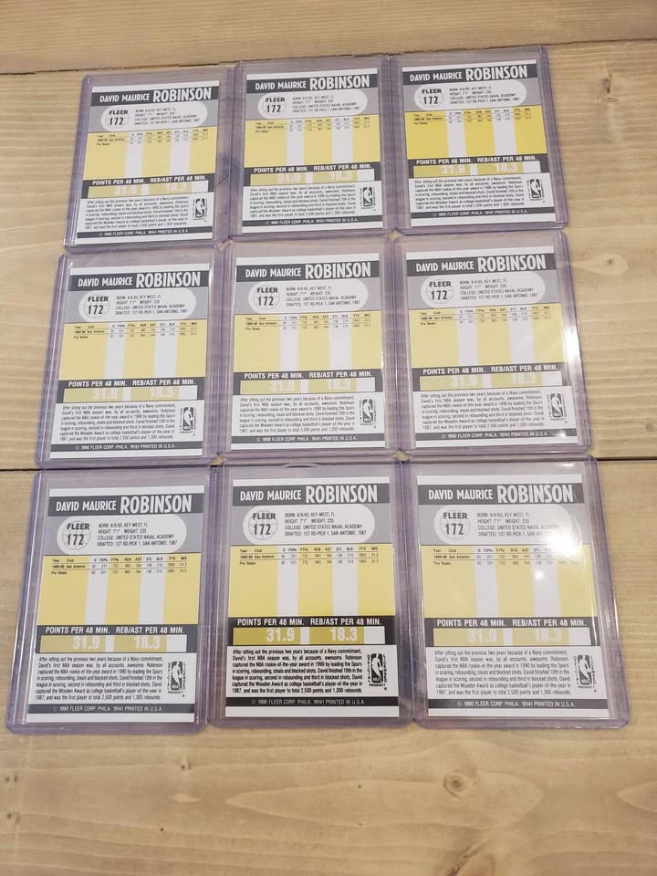 1990 David Robinson 1st Fleer Card "mint condition " $8 each - photo 2