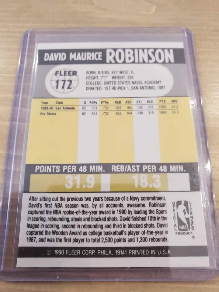 1990 David Robinson 1st Fleer Card "mint condition " $8 each image indicator(4)