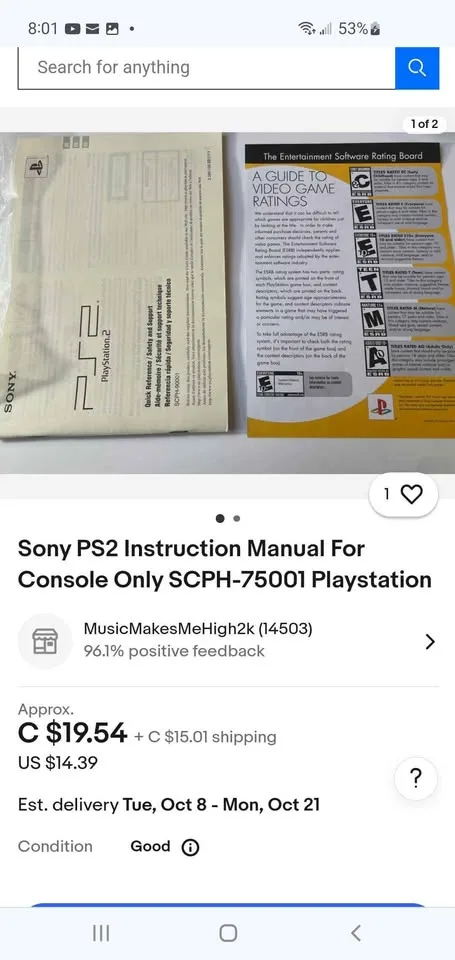 Original Playstation 2 (PS2) Sealed Instruction Manual image indicator(3)
