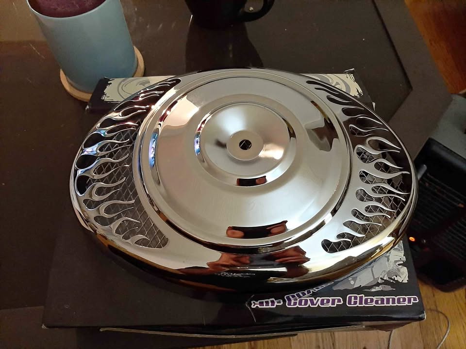 Harley Davidson motorcycle oval cut flames air filter cover
