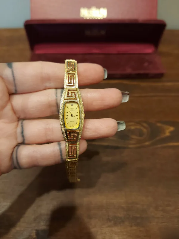 14K Gold Ladies Greek Key Watch by The Museum Company image indicator(2)
