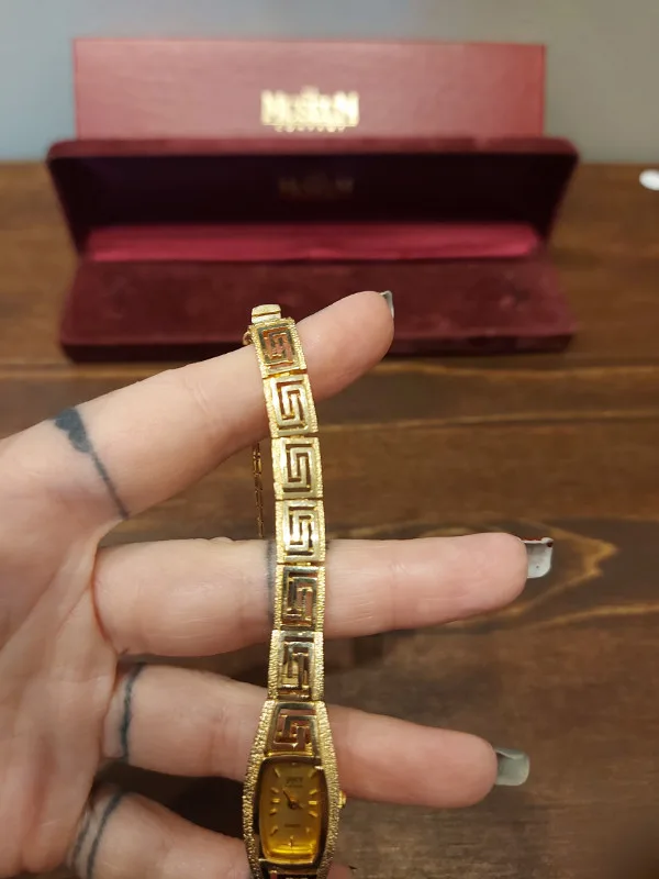 14K Gold Ladies Greek Key Watch by The Museum Company image indicator(3)