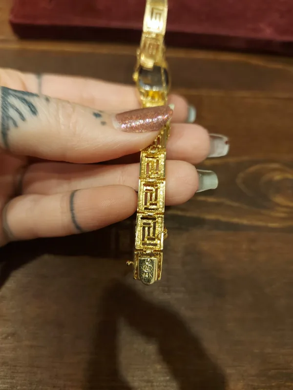 14K Gold Ladies Greek Key Watch by The Museum Company image indicator(4)