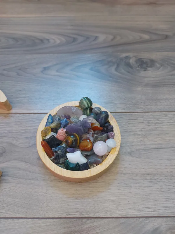 Wood Moon/Sun Crystal Holder w/Chips image indicator(4)