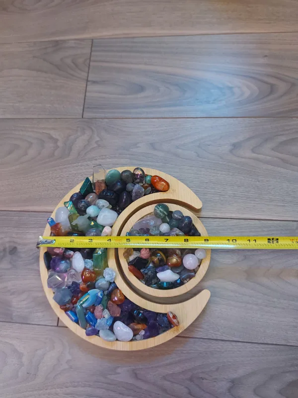 Wood Moon/Sun Crystal Holder w/Chips image indicator(6)