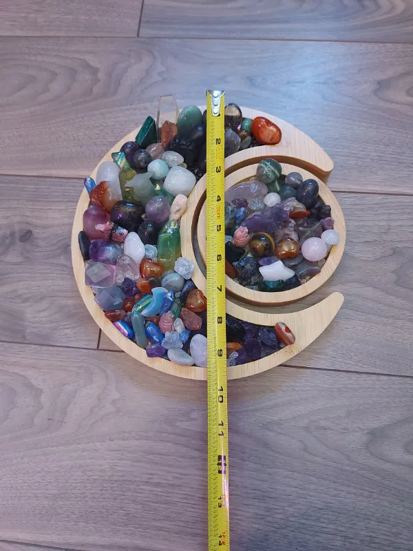 Wood Moon/Sun Crystal Holder w/Chips image indicator(7)