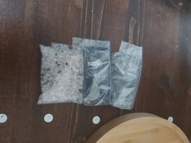 Wood Moon/Sun Crystal Holder w/Chips image indicator(10)